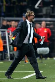 Jurgen Klopp the head coach of Borussia Dortmund reacts during the UEFA Champions League semi final first leg match between Borussia Dortmund and Real Madrid at Signal Iduna Park on April 24, 2013 in Dortmund, Germany. (Photo by Martin Rose/Bongarts/Getty Images)